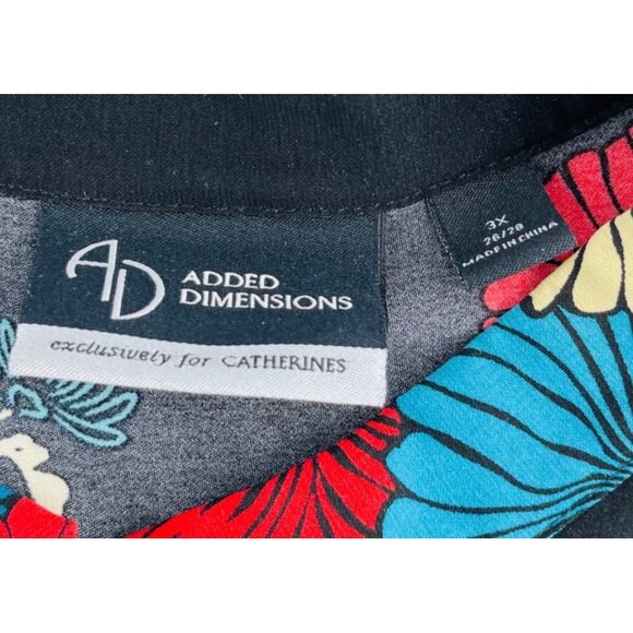 Catherine's Added Dimensions Womens Floral Blouse size 3X Black Red Beige - Picture 2 of 5